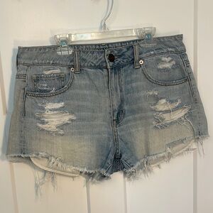 American Eagle Outfitters Blue Jean Shorts Distressed Frayed Hem